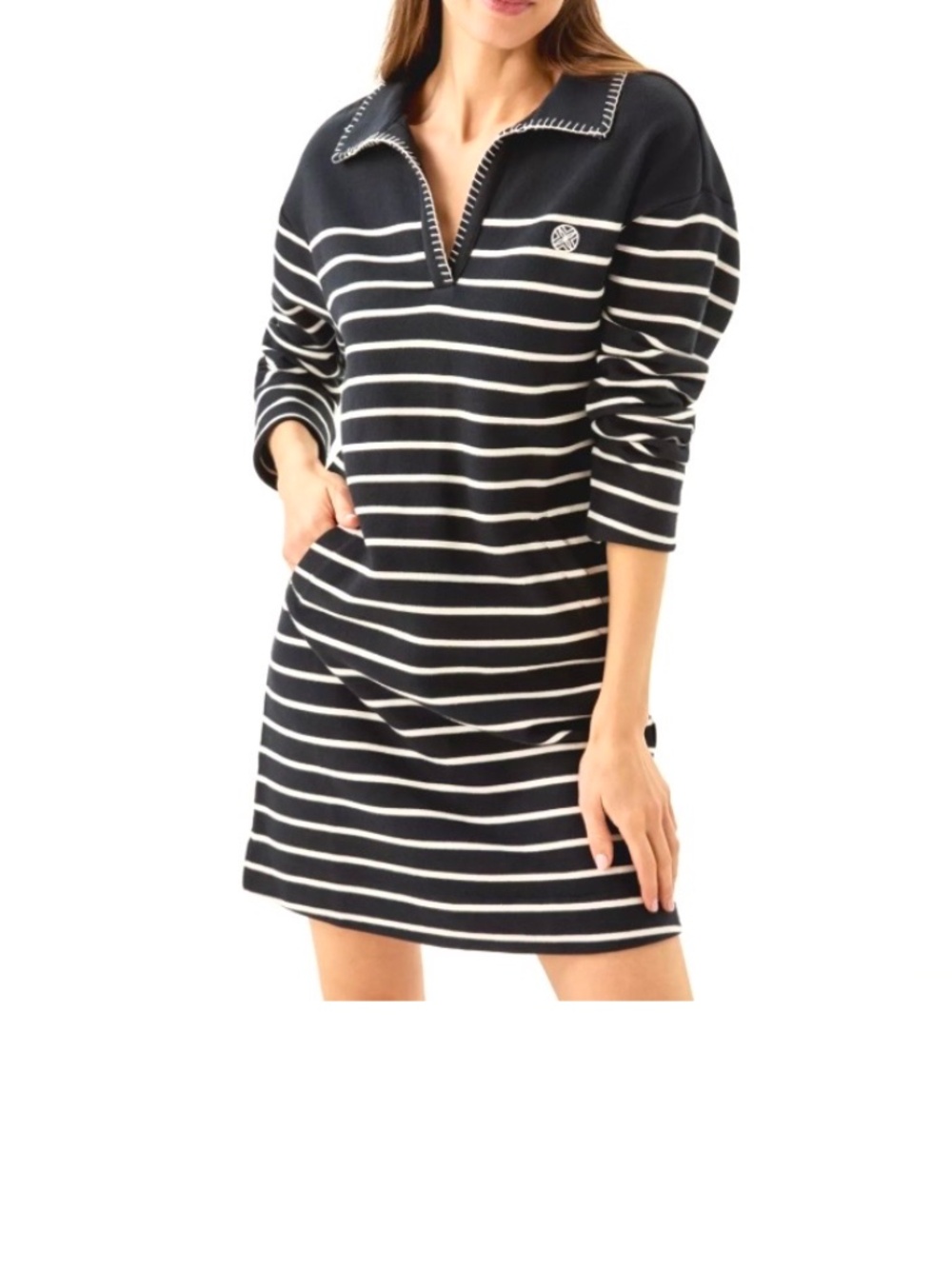 Lilly Pulitzer Corvaya Terry Dress. Color: Noir Legacy Stripe XL - New